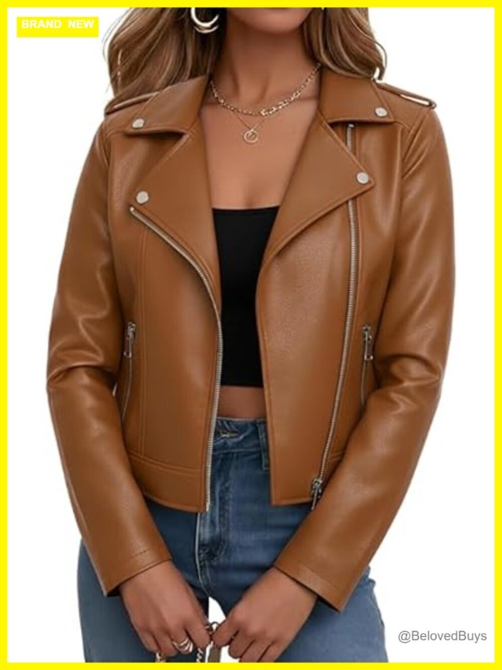 Faux Leather Cropped Moto Jacket Zip Up Short Coat Casual Edgy Streetwear